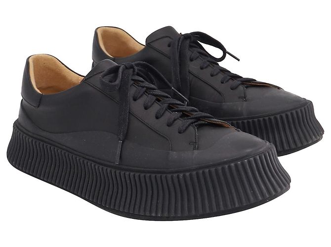 Sneakers Platform Jil Sander in pelle nera - vista 2