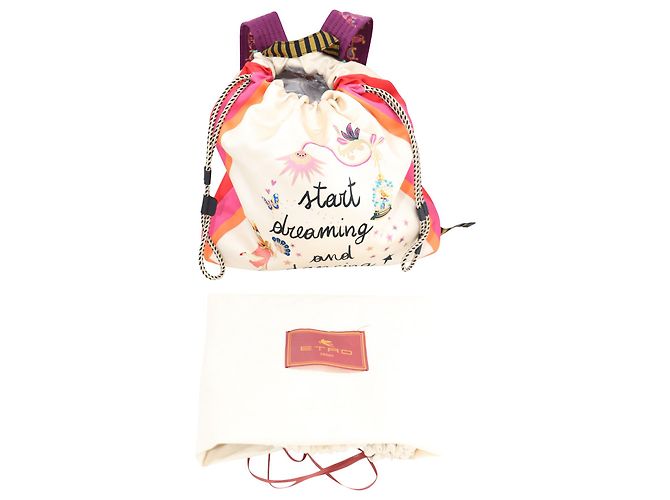 Etro "Start Dreaming and Dancing Print" Drawstring Backpack in Multicolor Viscose - view 2