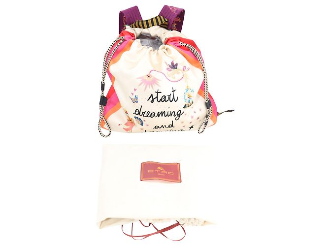 Etro "Start Dreaming and Dancing Print" Drawstring Backpack in Multicolor Viscose - view 4