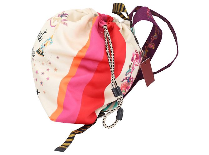 Etro "Start Dreaming and Dancing Print" Drawstring Backpack in Multicolor Viscose - view 5