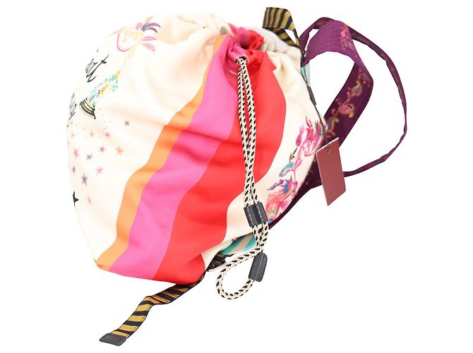 Etro "Start Dreaming and Dancing Print" Drawstring Backpack in Multicolor Viscose - view 6