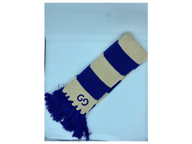 Bufanda Gucci de algodón azul y blanco - vista 2