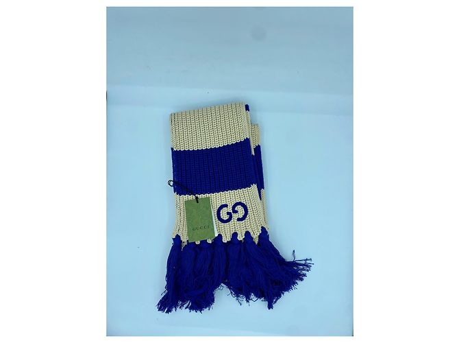 Bufanda Gucci de algodón azul y blanco - vista 3