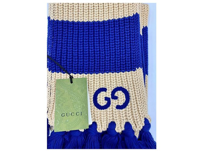 Bufanda Gucci de algodón azul y blanco - vista 5