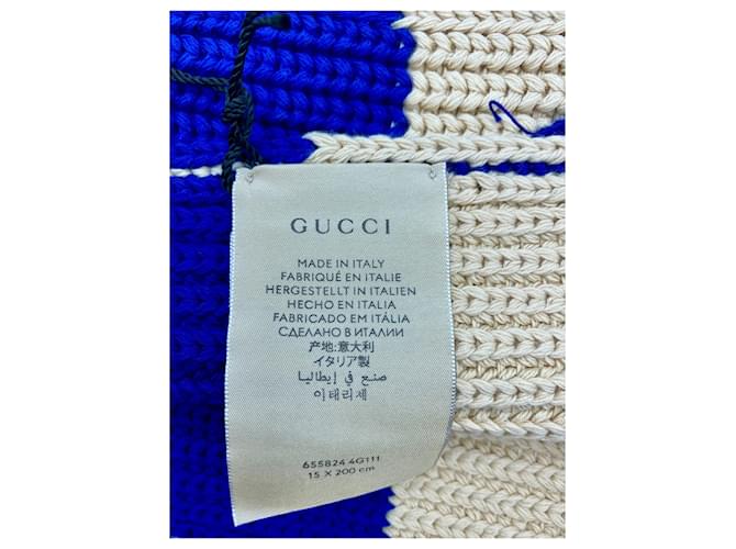 Bufanda Gucci de algodón azul y blanco - vista 6