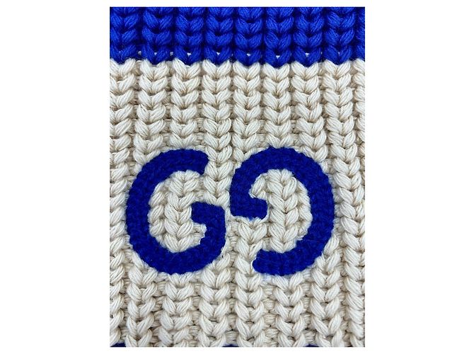 Bufanda Gucci de algodón azul y blanco - vista 9