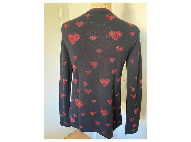 Pull Desigual à Cœurs Noir et Rouge - vue 2