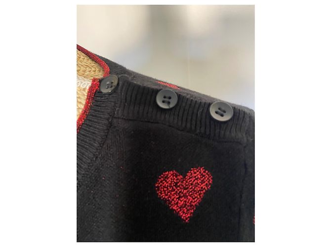 Pull Desigual à Cœurs Noir et Rouge - vue 3