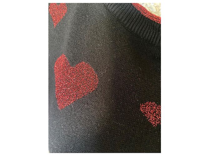 Pull Desigual à Cœurs Noir et Rouge - vue 4