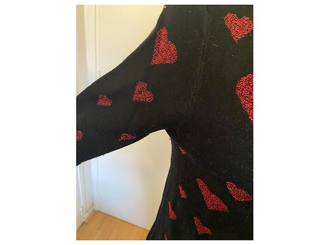 Pull Desigual à Cœurs Noir et Rouge - vue 5