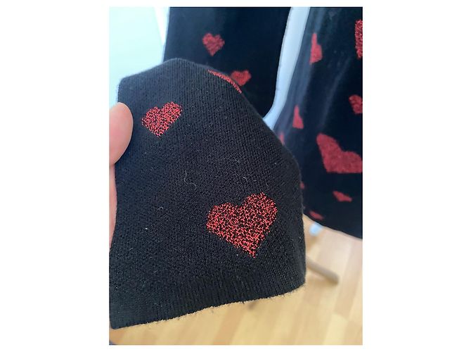 Pull Desigual à Cœurs Noir et Rouge - vue 6