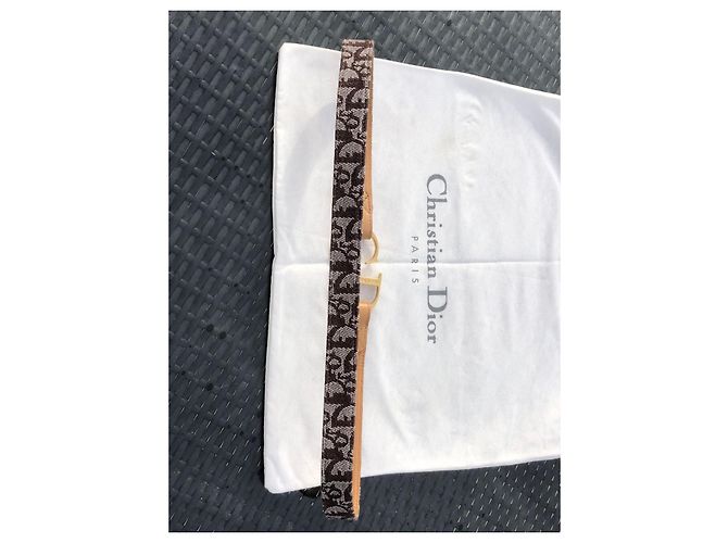 Christian Dior Monogramm Gürtel Sand Leder Goldene Schnalle Hellbraun Gold hardware - Ansicht 5