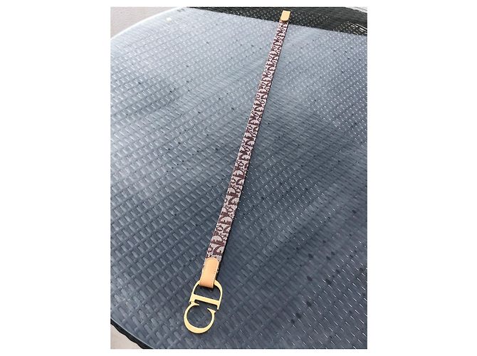 Christian Dior Monogramm Gürtel Sand Leder Goldene Schnalle Hellbraun Gold hardware - Ansicht 6