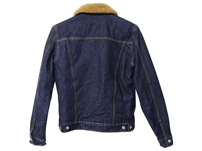 Giubbotto Sandro in Denim con collo shearling in cotone blu - vista 2