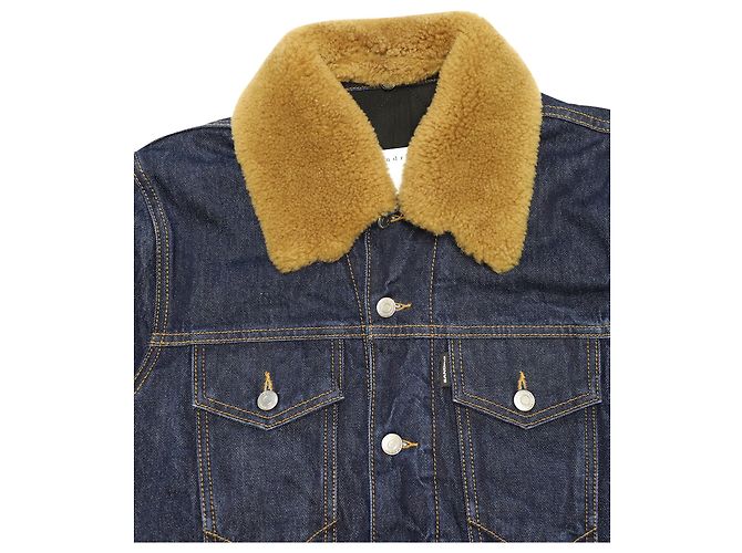Giubbotto Sandro in Denim con collo shearling in cotone blu - vista 3