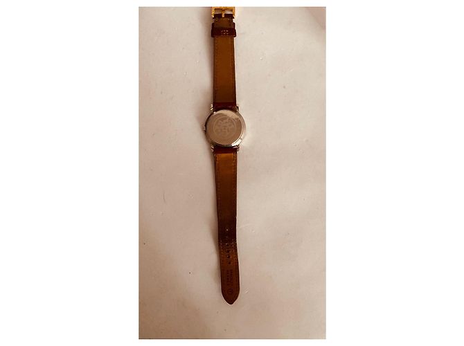 Hermès Sellier Uhr Gold und Stahl Weiß - Ansicht 6