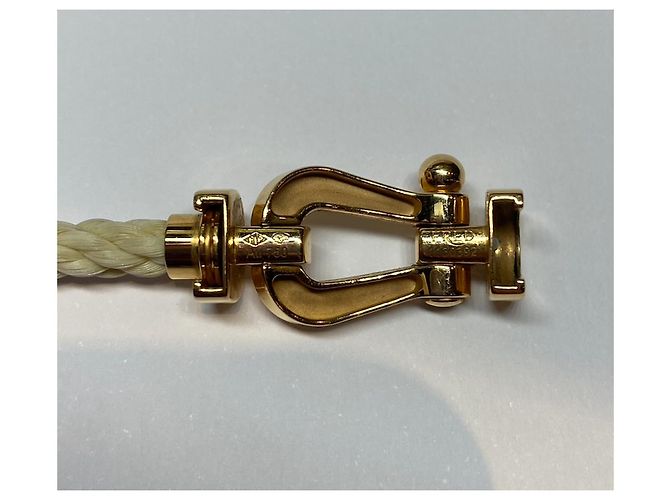 Bracciale Fred Force 10 in oro giallo e cordino Gold hardware - vista 3