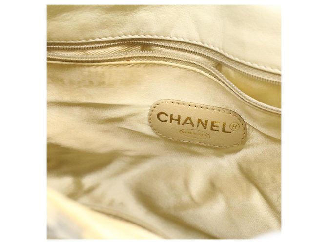CHANEL Striped Matelasse Chain Umhängetasche Canvas Weiß Grau CC Auth bs3642 Braun - Ansicht 21