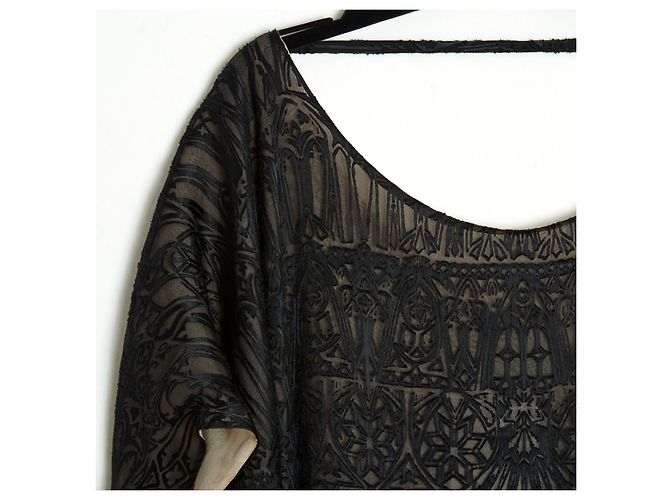 Alexander Mcqueen DEVORE EN SEDA NEGRA38 NUEVO Negro - vista 2