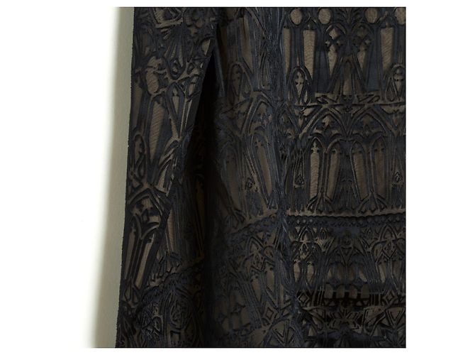 Alexander Mcqueen DEVORE EN SEDA NEGRA38 NUEVO Negro - vista 3