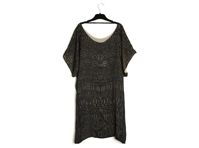 Alexander Mcqueen DEVORE EN SEDA NEGRA38 NUEVO Negro - vista 5
