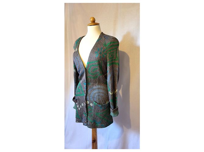 Missoni Strickjacke Grün und Grau aus Baumwolle und Viskose Gr. 36 - Ansicht 3