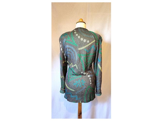 Missoni Strickjacke Grün und Grau aus Baumwolle und Viskose Gr. 36 - Ansicht 4