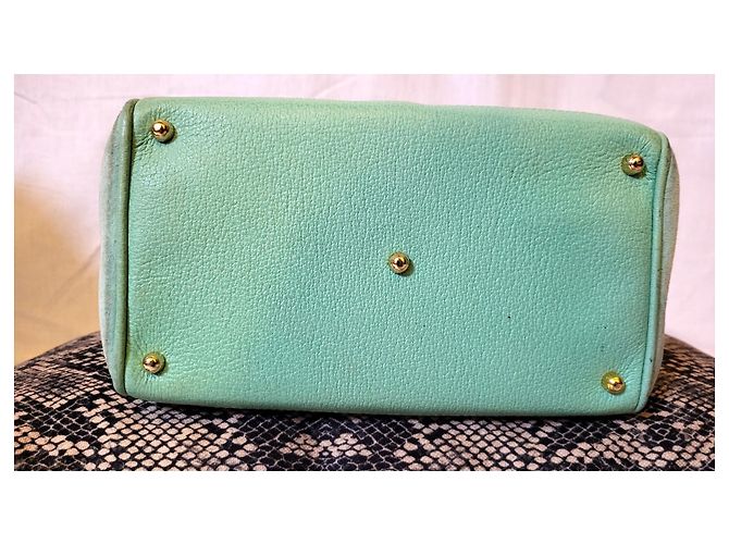 Bamboo Bolsa de mão Gucci em couro com bambu turquesa - vista 2