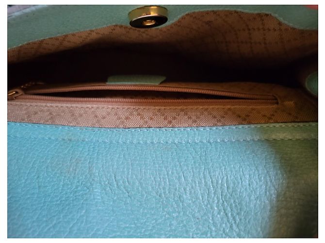 Bamboo Bolsa de mão Gucci em couro com bambu turquesa - vista 6
