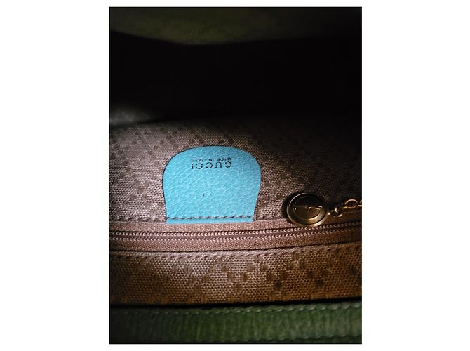 Bamboo Bolsa de mão Gucci em couro com bambu turquesa - vista 7