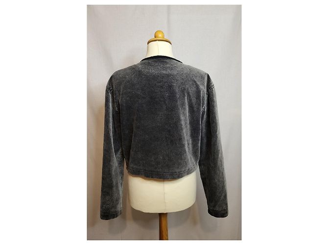 Kenzo Samtjacke gerippt schwarz grau - Ansicht 3