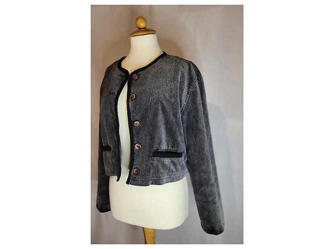 Kenzo Samtjacke gerippt schwarz grau - Ansicht 4