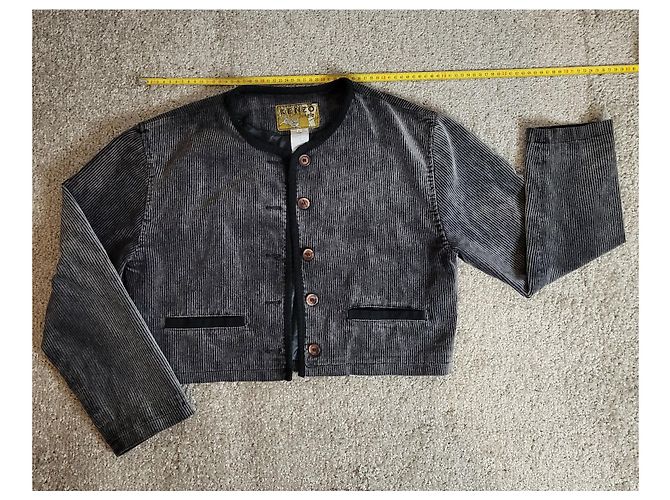 Kenzo Samtjacke gerippt schwarz grau - Ansicht 6