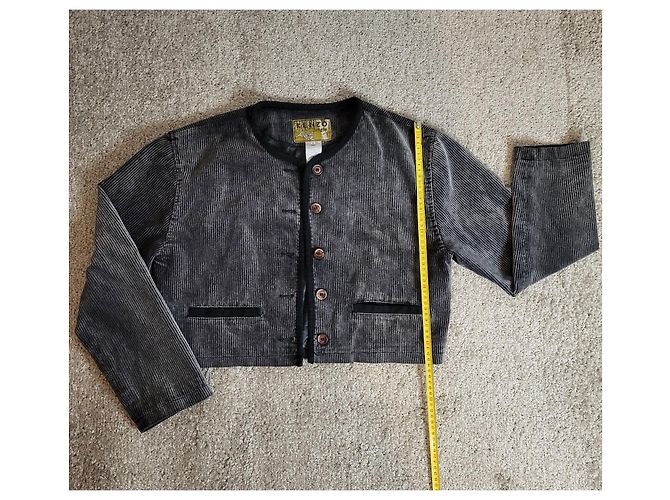 Kenzo Samtjacke gerippt schwarz grau - Ansicht 7