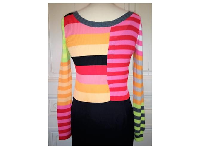 SONIA RYKIEL SWEATER PATCHWORK BAYADERES PAN ASYMMETRISCH TS ODER T 36 Mehrfarben - Ansicht 3
