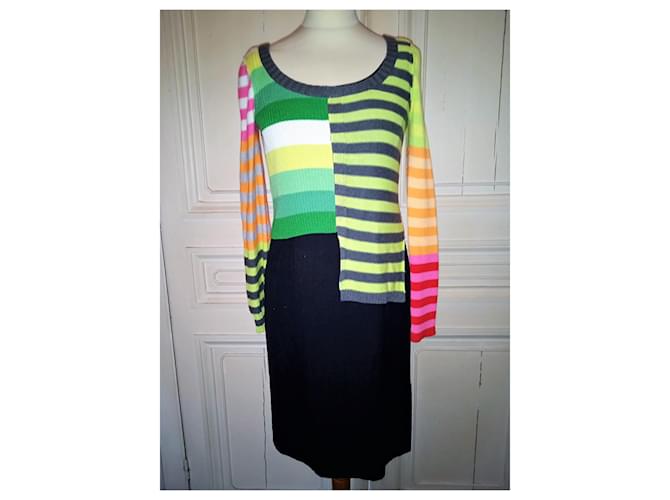 SONIA RYKIEL SWEATER PATCHWORK BAYADERES PAN ASYMMETRISCH TS ODER T 36 Mehrfarben - Ansicht 5