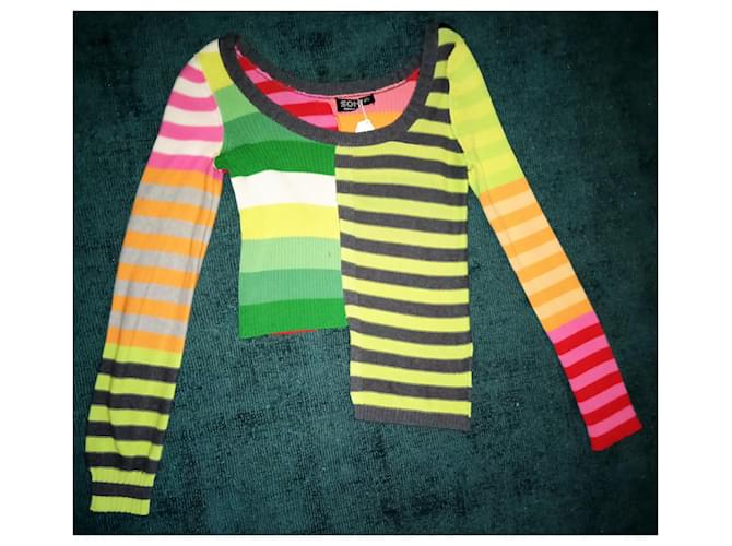 SONIA RYKIEL SWEATER PATCHWORK BAYADERES PAN ASYMMETRISCH TS ODER T 36 Mehrfarben - Ansicht 6
