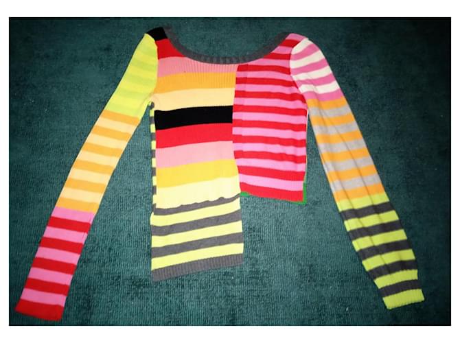 SONIA RYKIEL SWEATER PATCHWORK BAYADERES PAN ASYMMETRISCH TS ODER T 36 Mehrfarben - Ansicht 7
