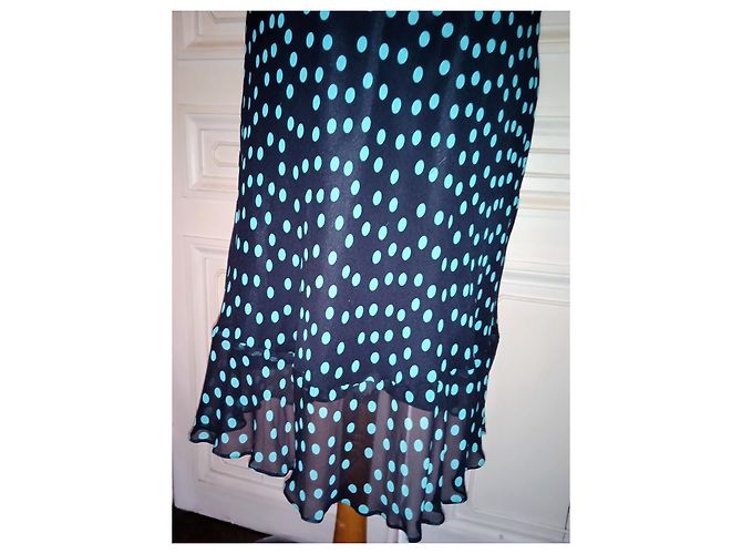 MARC JACOBS KLEID KLEID SEIDE DRAPIERT POLKA DOT ABENDS COCKTAIL T 4 ODER T36 Marineblau - Ansicht 10