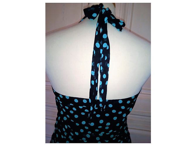 MARC JACOBS KLEID KLEID SEIDE DRAPIERT POLKA DOT ABENDS COCKTAIL T 4 ODER T36 Marineblau - Ansicht 11