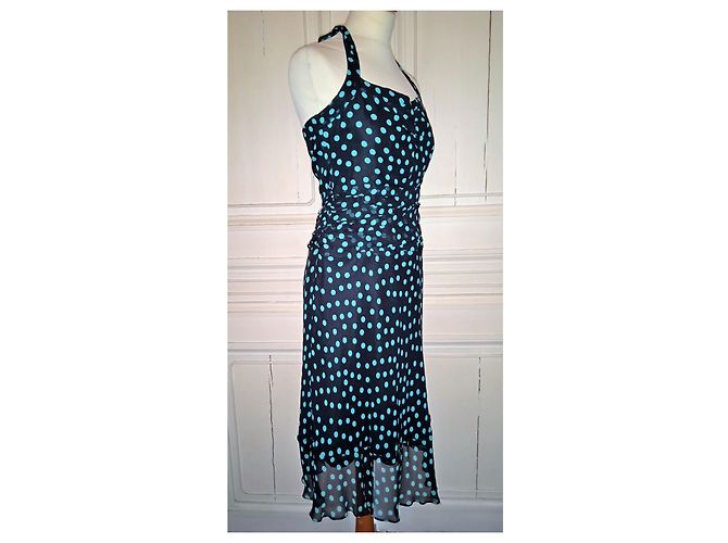 MARC JACOBS KLEID KLEID SEIDE DRAPIERT POLKA DOT ABENDS COCKTAIL T 4 ODER T36 Marineblau - Ansicht 2
