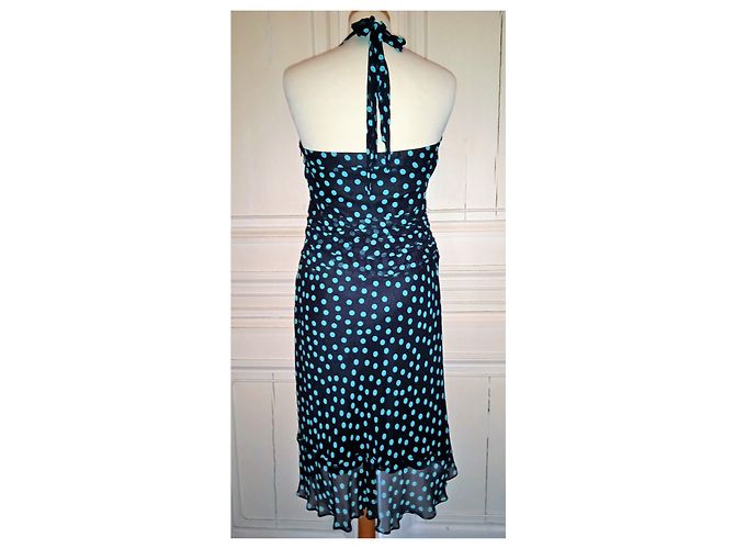 MARC JACOBS KLEID KLEID SEIDE DRAPIERT POLKA DOT ABENDS COCKTAIL T 4 ODER T36 Marineblau - Ansicht 3