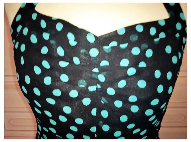 MARC JACOBS KLEID KLEID SEIDE DRAPIERT POLKA DOT ABENDS COCKTAIL T 4 ODER T36 Marineblau - Ansicht 4