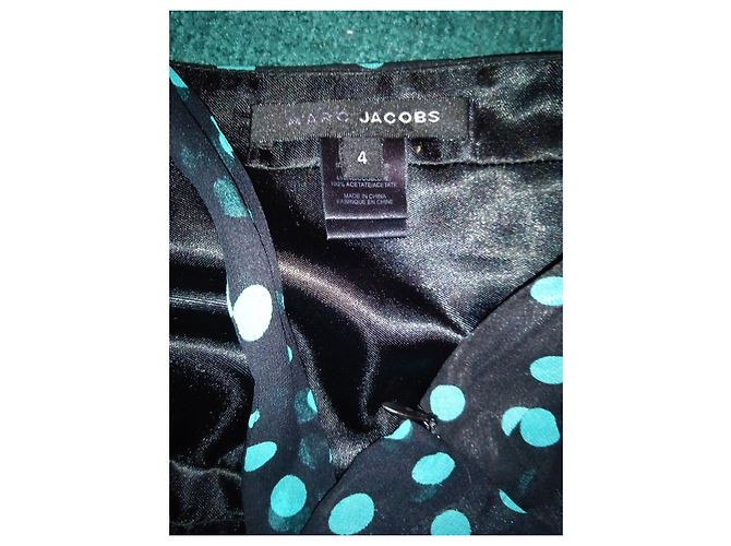 MARC JACOBS KLEID KLEID SEIDE DRAPIERT POLKA DOT ABENDS COCKTAIL T 4 ODER T36 Marineblau - Ansicht 5