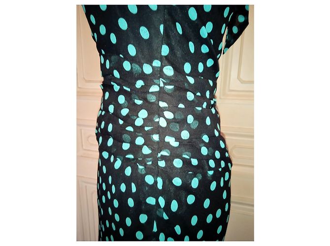 MARC JACOBS KLEID KLEID SEIDE DRAPIERT POLKA DOT ABENDS COCKTAIL T 4 ODER T36 Marineblau - Ansicht 6