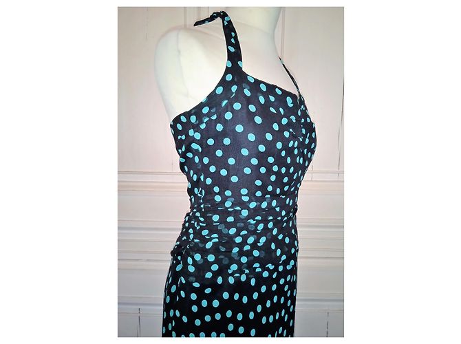 MARC JACOBS KLEID KLEID SEIDE DRAPIERT POLKA DOT ABENDS COCKTAIL T 4 ODER T36 Marineblau - Ansicht 7