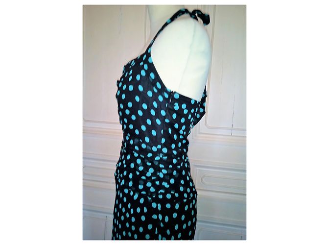 MARC JACOBS KLEID KLEID SEIDE DRAPIERT POLKA DOT ABENDS COCKTAIL T 4 ODER T36 Marineblau - Ansicht 8