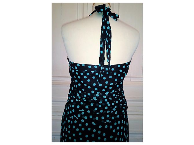 MARC JACOBS KLEID KLEID SEIDE DRAPIERT POLKA DOT ABENDS COCKTAIL T 4 ODER T36 Marineblau - Ansicht 9