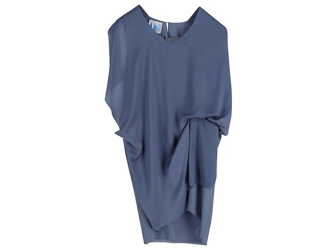 Acne Studios Mallory Mini-Freizeitkleid mit Overlay aus marineblauem Polyester - Ansicht 4