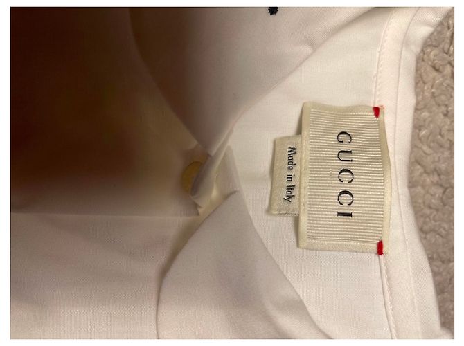 Gucci Mädchen Bluse Weiß Baumwolle mit Marienkäfer Stickerei - Ansicht 3